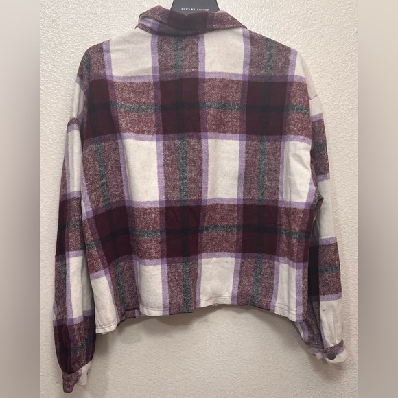 NWT Spoonjeans Plaid Cropped Jacket size 2X Purple Black White Burgundy - Picture 2 of 6